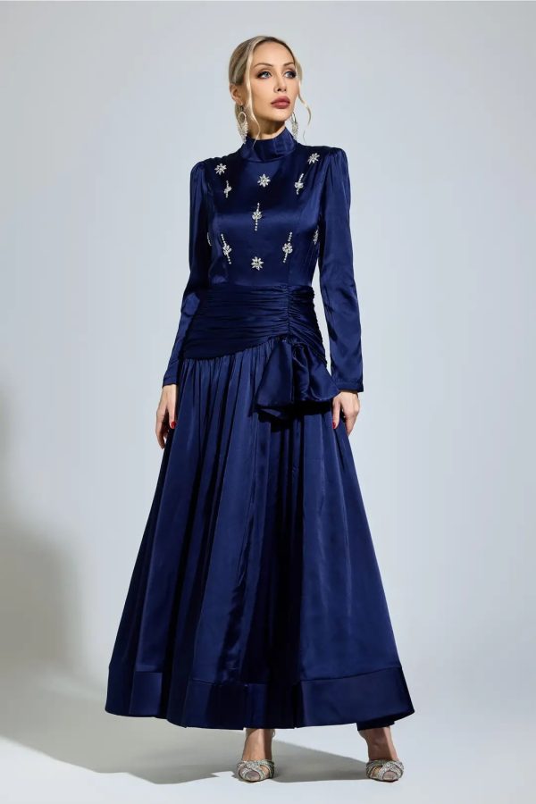 cohen blue diamond long sleeve maxi dress 15