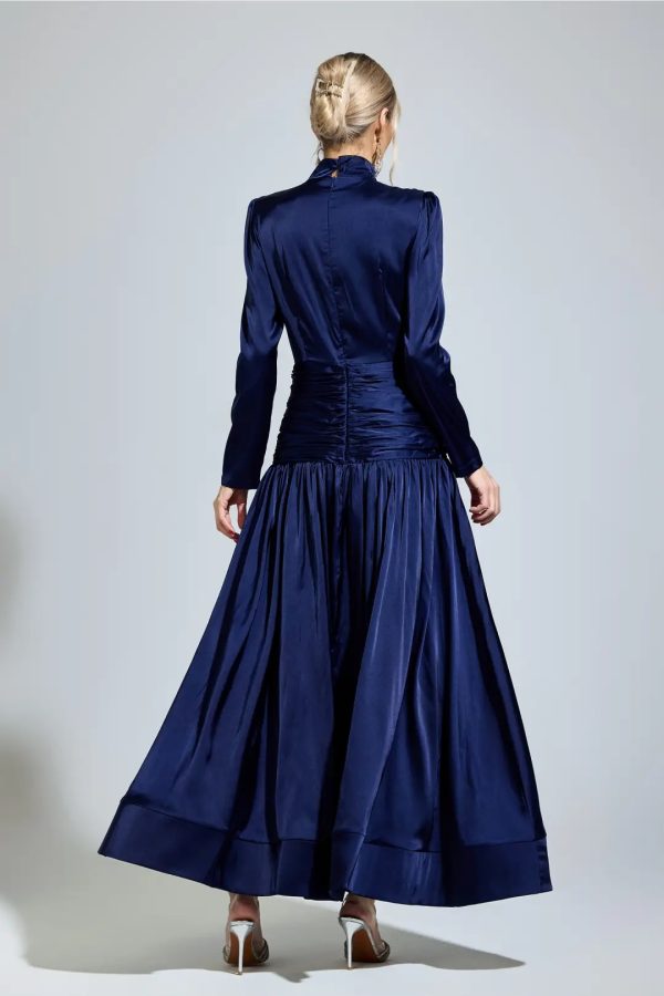 cohen blue diamond long sleeve maxi dress 16