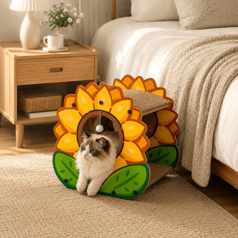 cute sunflower shaped cat scratcher house 11
