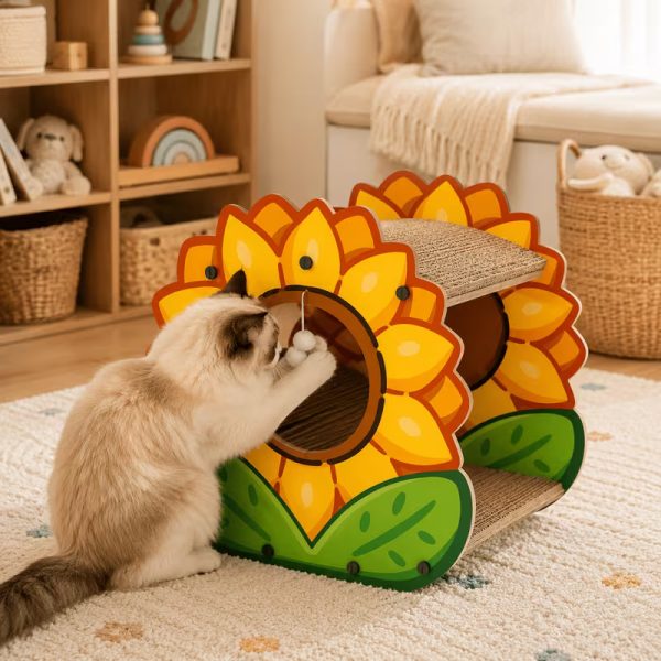 cute sunflower shaped cat scratcher house 14