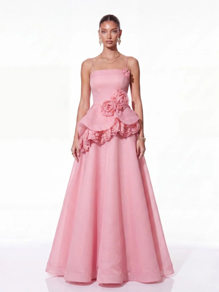 cydran spaghetti flower maxi dress in pink 11