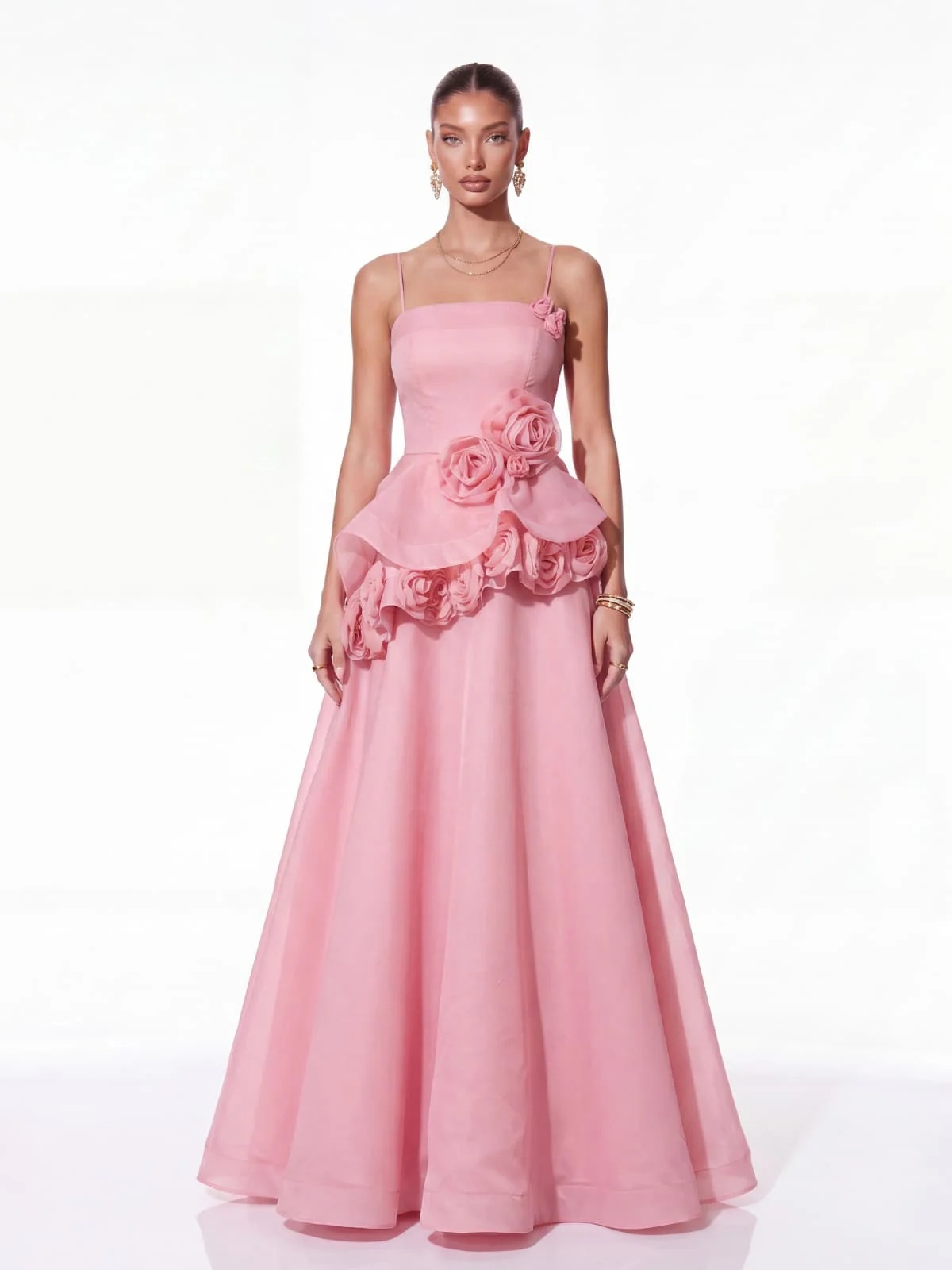 cydran spaghetti flower maxi dress in pink 11