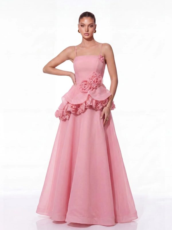cydran spaghetti flower maxi dress in pink 12