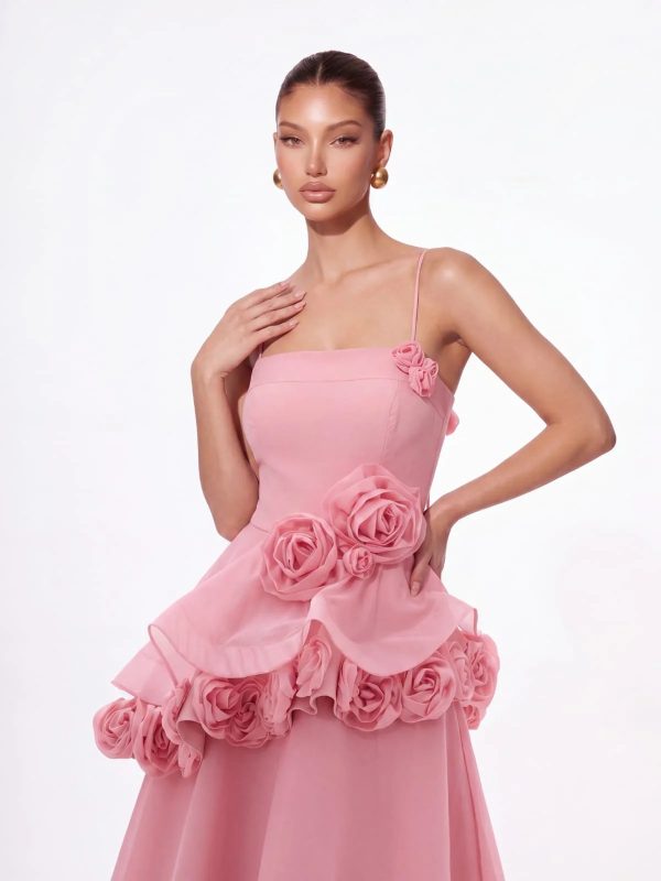 cydran spaghetti flower maxi dress in pink 13