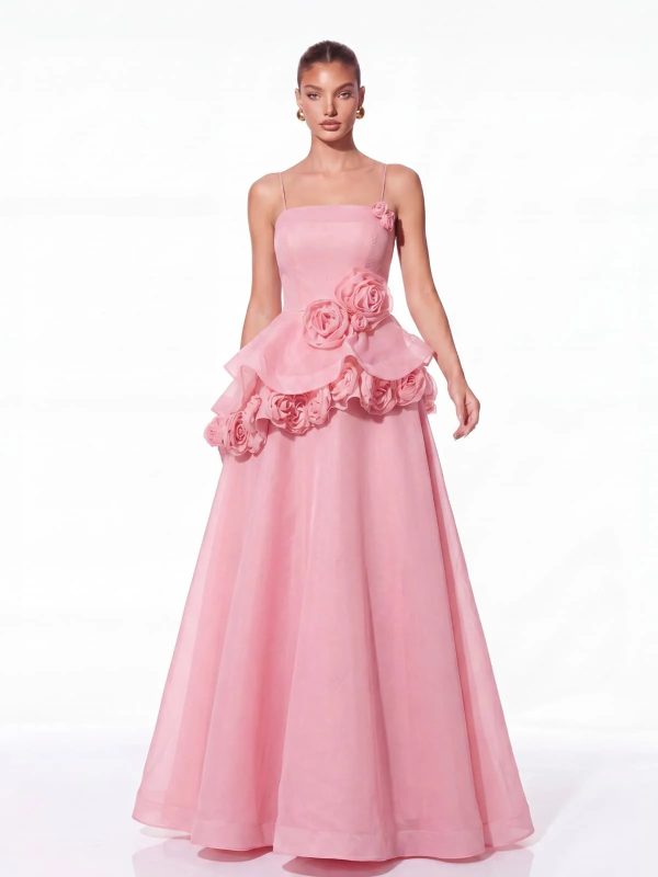 cydran spaghetti flower maxi dress in pink 14