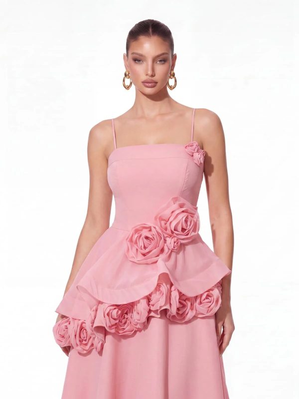 cydran spaghetti flower maxi dress in pink 15