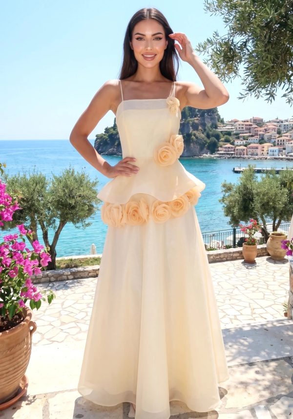 cydran spaghetti flower maxi dress in yellow 21