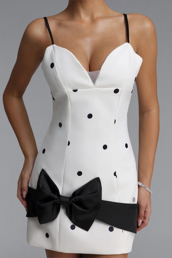 ditala spaghetti strap bow polka dot woven mini dress 13