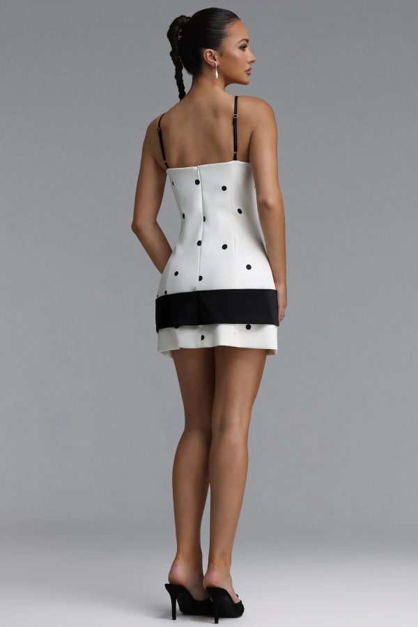 ditala spaghetti strap bow polka dot woven mini dress 16
