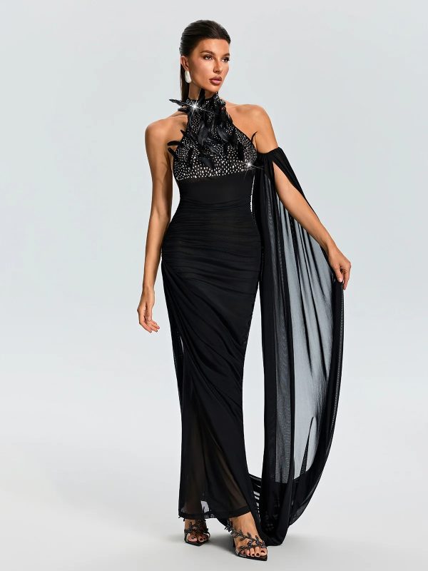 dravionel rhinestone draped maxi dress 12