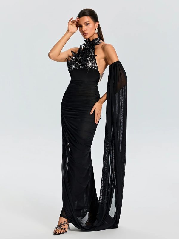 dravionel rhinestone draped maxi dress 14