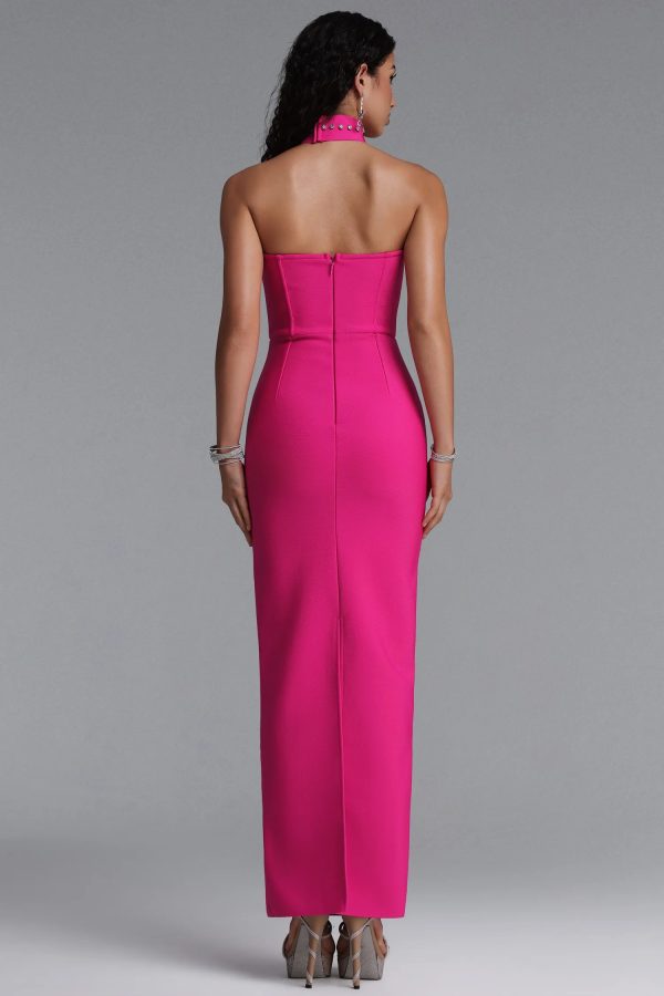 emilee choker rhinestone bandage maxi dress 16
