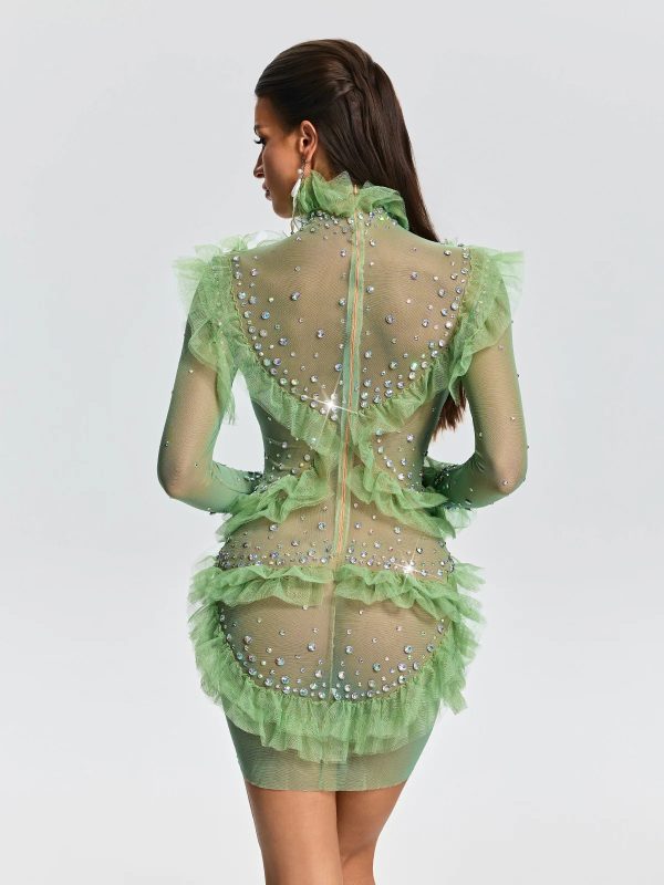 euodia high neck tulle ruffle mesh dress 16