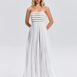 faysal strapless crochet fringe maxi dress 11