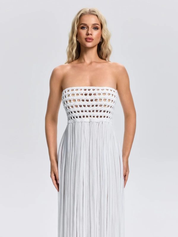faysal strapless crochet fringe maxi dress 13