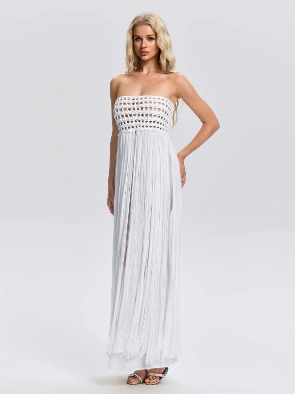 faysal strapless crochet fringe maxi dress 15