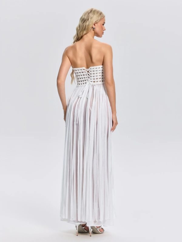 faysal strapless crochet fringe maxi dress 16