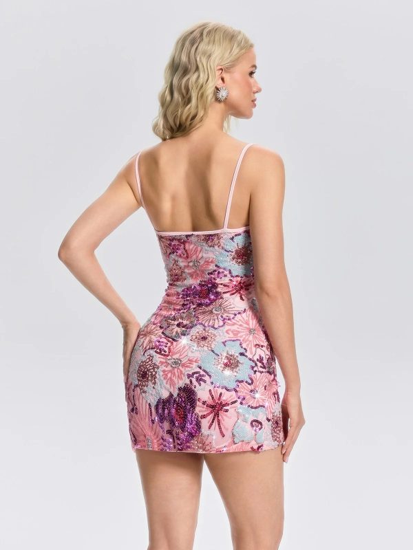 femke spaghetti flower sequin mini dress 16