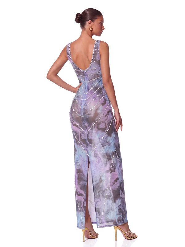 ferosin rhinestone printed maxi dress 14