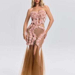 feryal strapless flower mesh maxi dress 11 feryal strapless flower mesh maxi dress 11