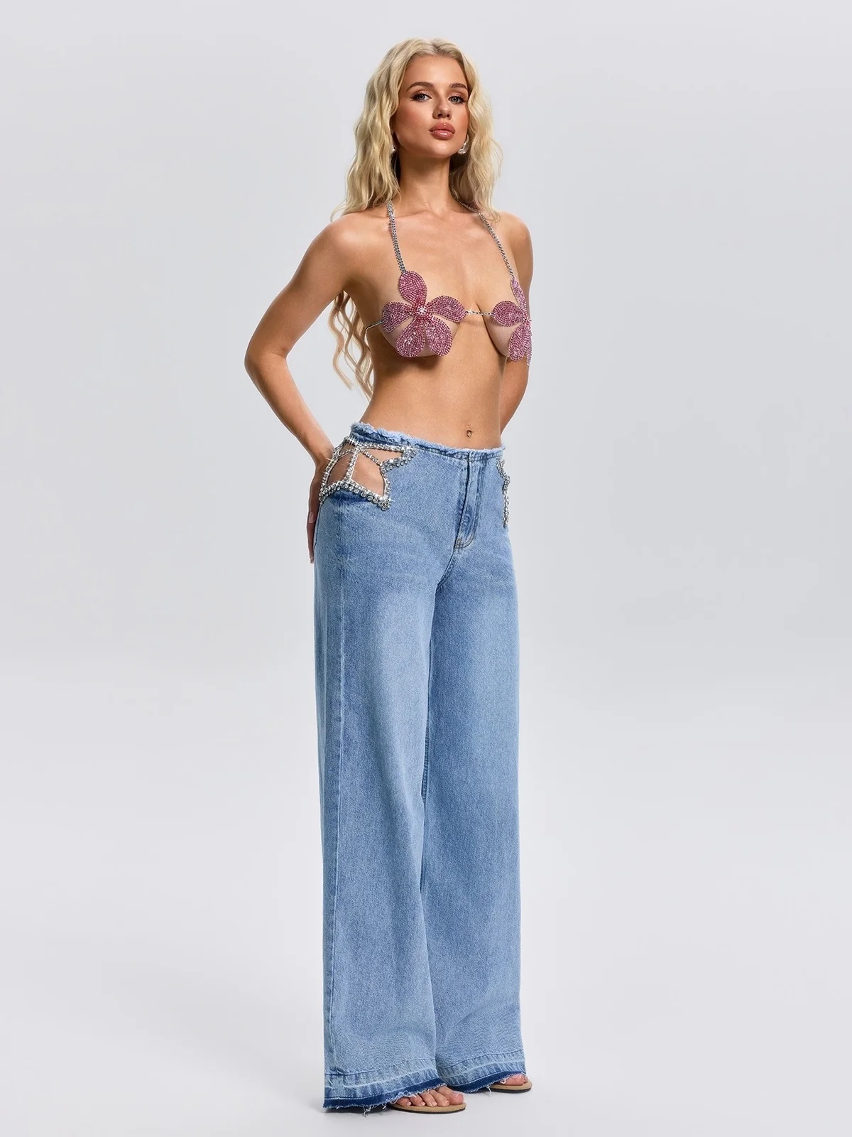 florine cutout rhinestone jeans 11