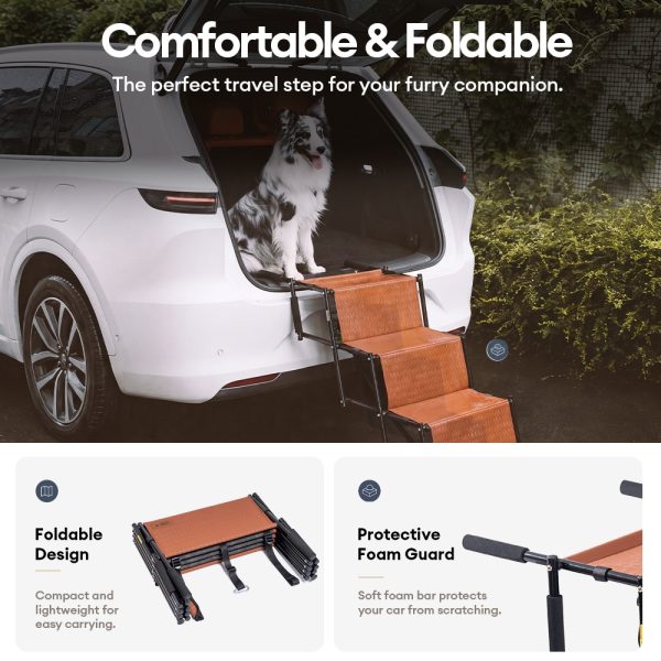 foldable dog stairs for car with wide non slip steps 12