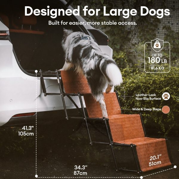 foldable dog stairs for car with wide non slip steps 17