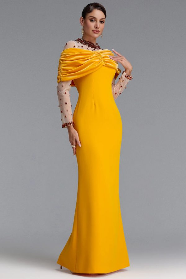 galvethor crystal mesh ruched maxi dress 27