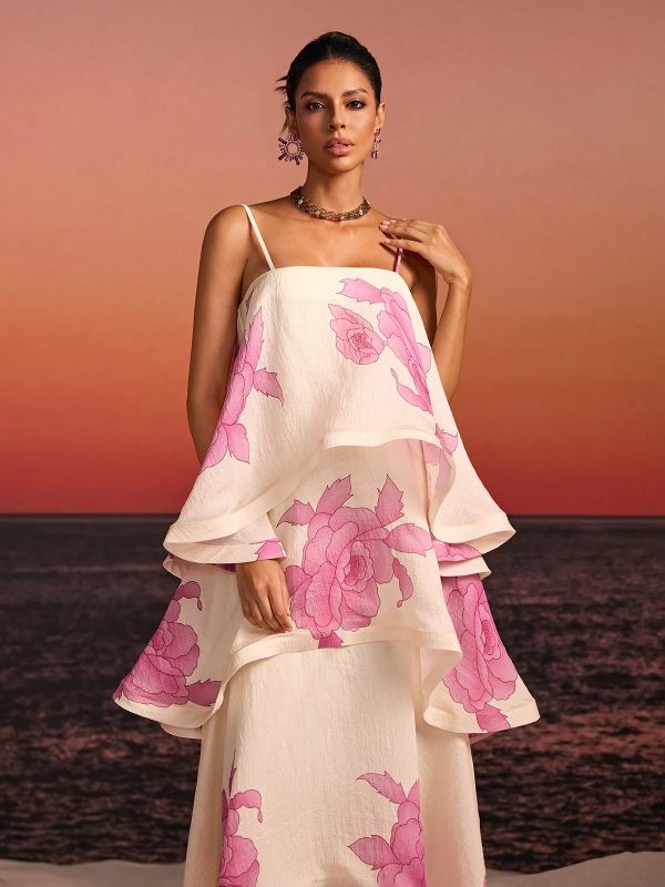 havor spaghetti floral tiered maxi dress 13