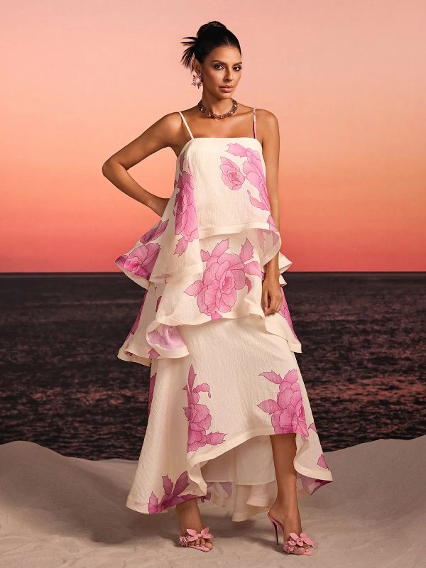 havor spaghetti floral tiered maxi dress 15
