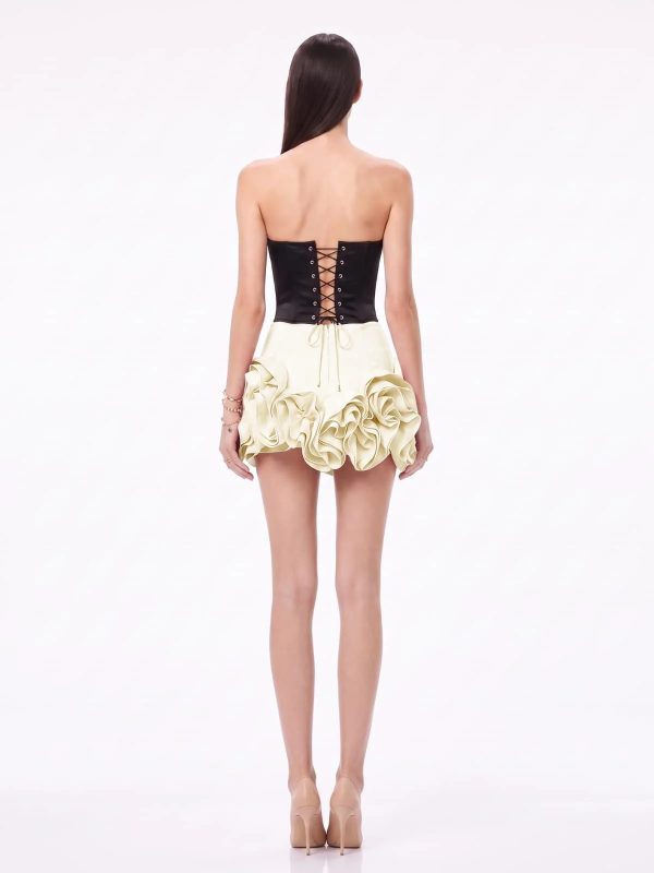 jorvani strapless flower skirt set in beige 16