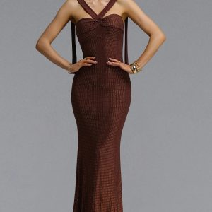 karsten halter twist sequin caramel maxi dress 11