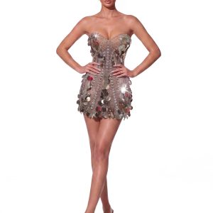 kynoque strapless sequin crystal mini dress 11