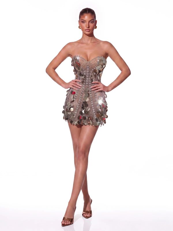 kynoque strapless sequin crystal mini dress 11