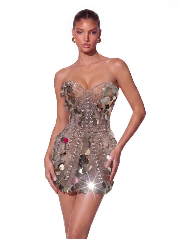 kynoque strapless sequin crystal mini dress 12
