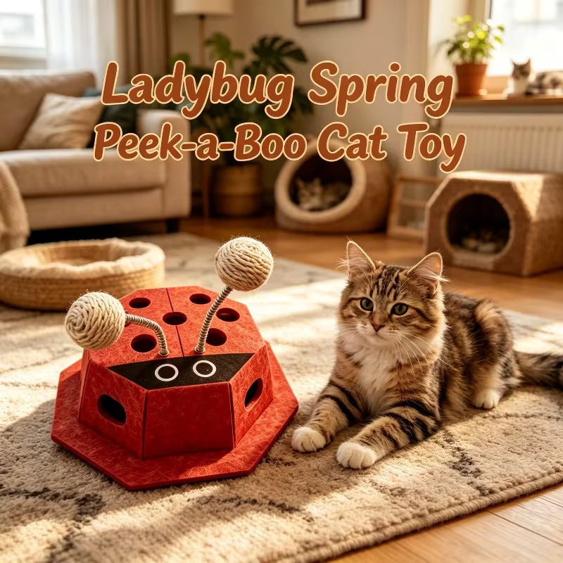 ladybug spring peek a boo cat toy 11