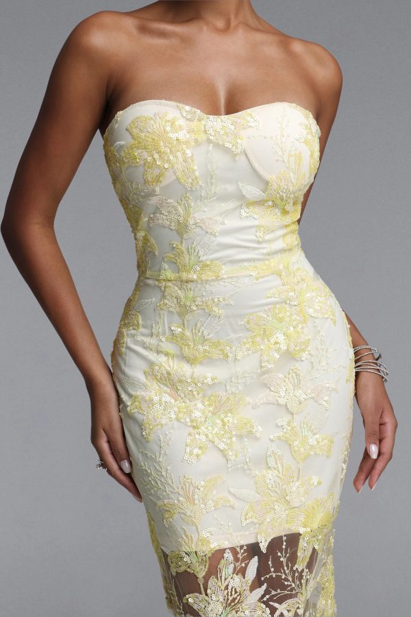livana strapless floral embroidery sheer mermaid maxi dress 13