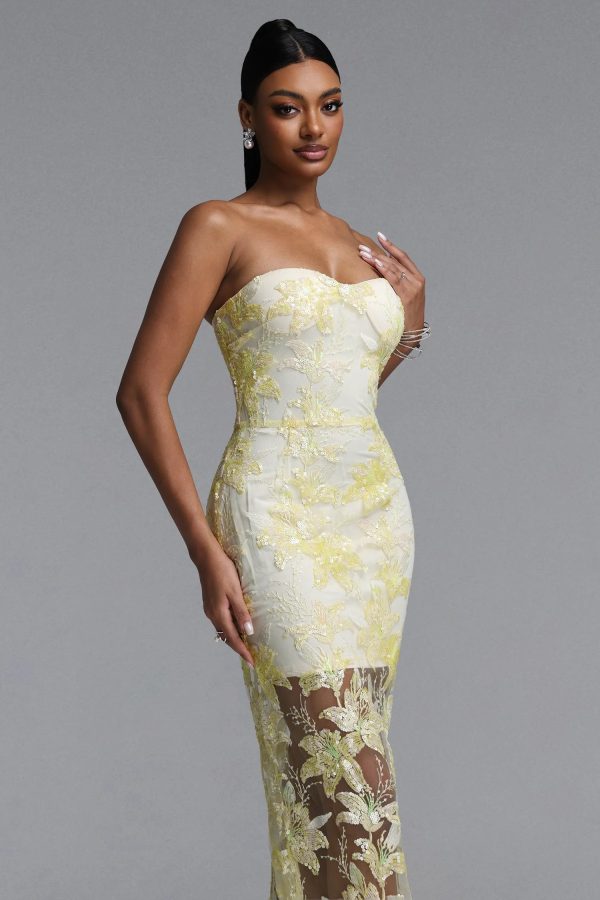 livana strapless floral embroidery sheer mermaid maxi dress 14