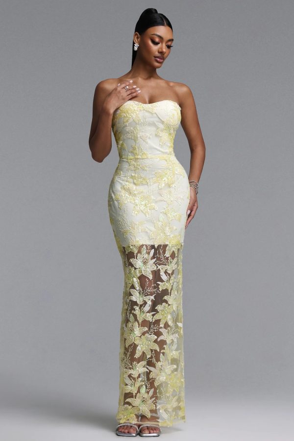 livana strapless floral embroidery sheer mermaid maxi dress 15