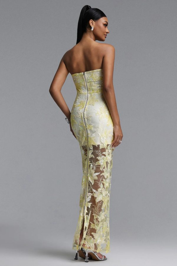 livana strapless floral embroidery sheer mermaid maxi dress 16