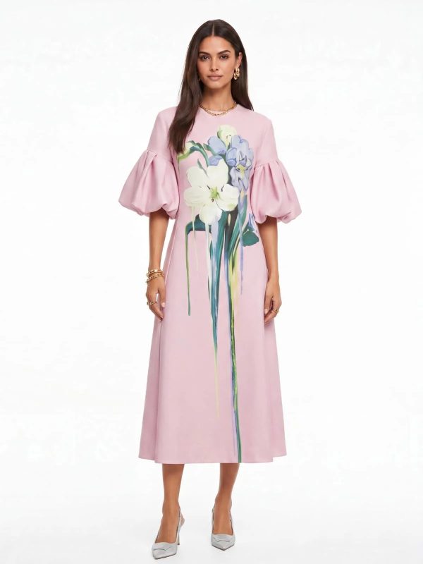 luvric puff sleeve floral midi dress 12