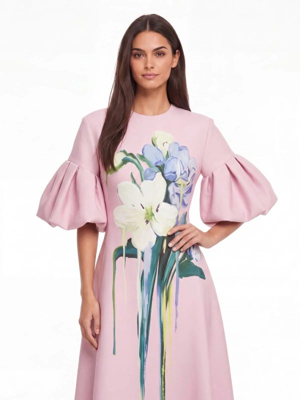 luvric puff sleeve floral midi dress 13