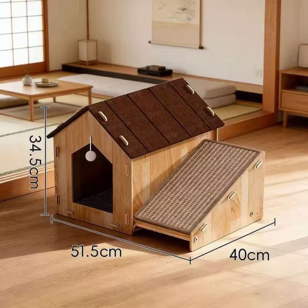 luxury large wooden cat house with scratching pad 15