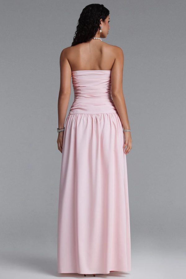 marina elegant strapless diamond ruched waist maxi dress 16