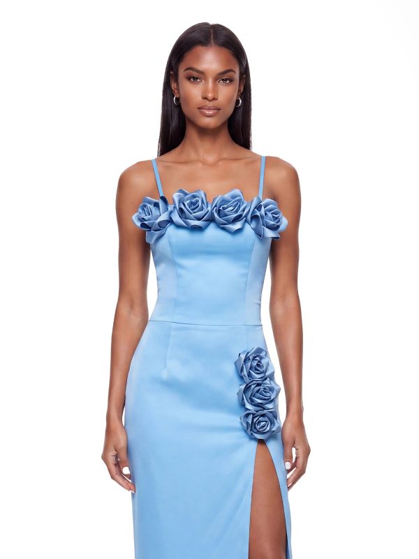 mavella spaghetti flower maxi dress in blue 13