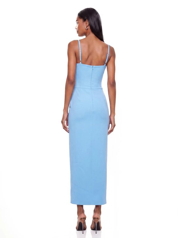 mavella spaghetti flower maxi dress in blue 14
