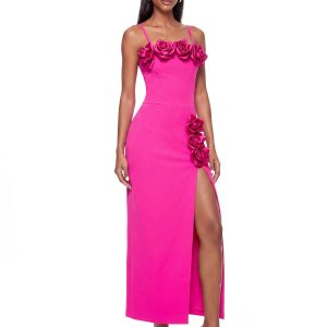mavella spaghetti flower maxi dress in hot pink 11