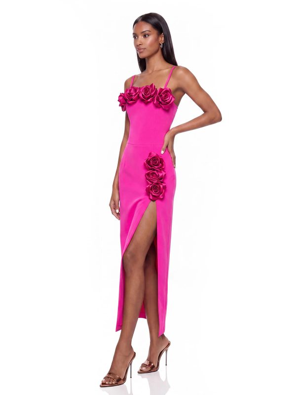 mavella spaghetti flower maxi dress in hot pink 12