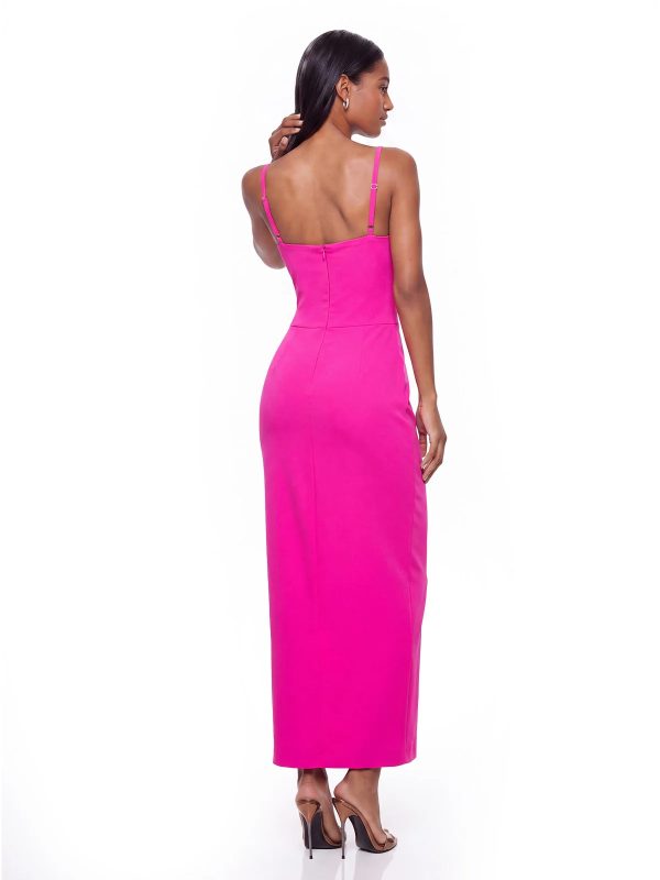 mavella spaghetti flower maxi dress in hot pink 14