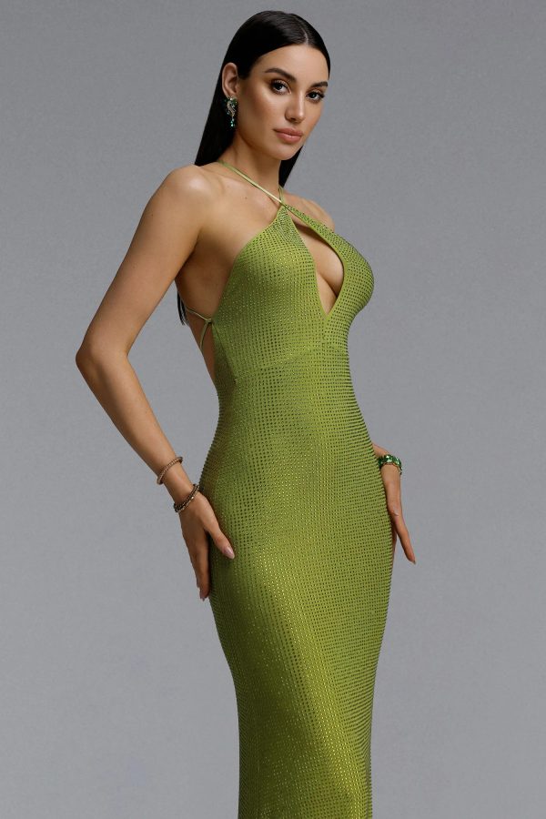 nailah halter cutout full sequin fluorescent maxi dress 14